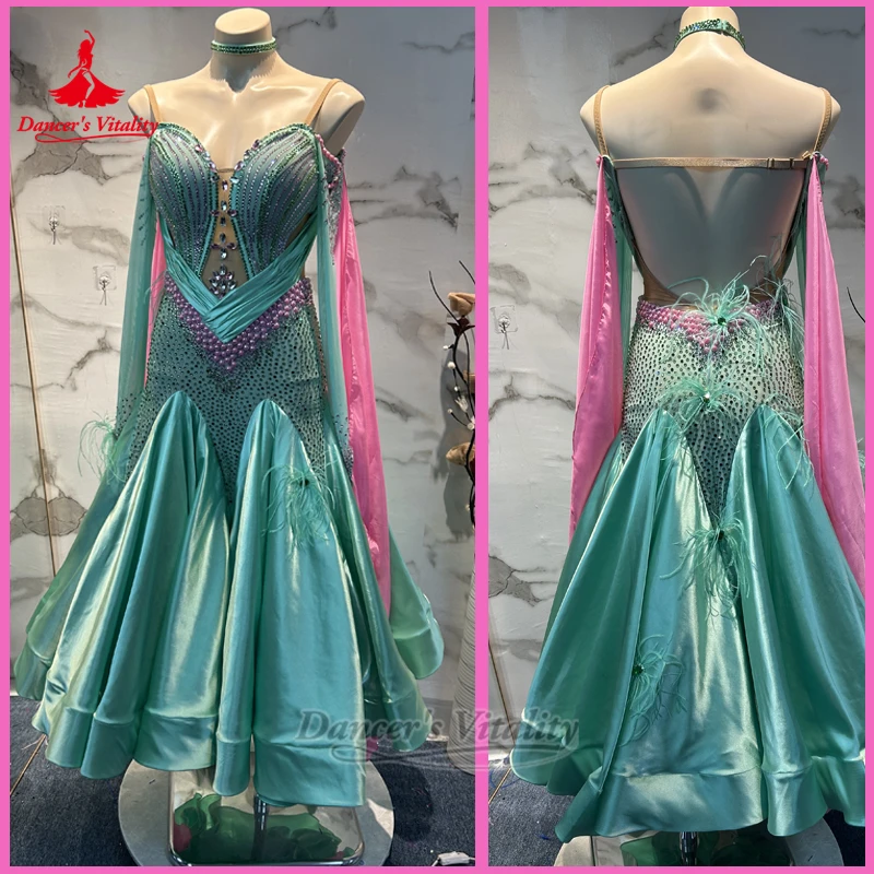 

Взрослые платья для социальных танцев и сорняков с обернутыми бедрами и ожерельем на заказ, вальс, танго, наряд на бретельках с открытой спиной, жизненность танцора