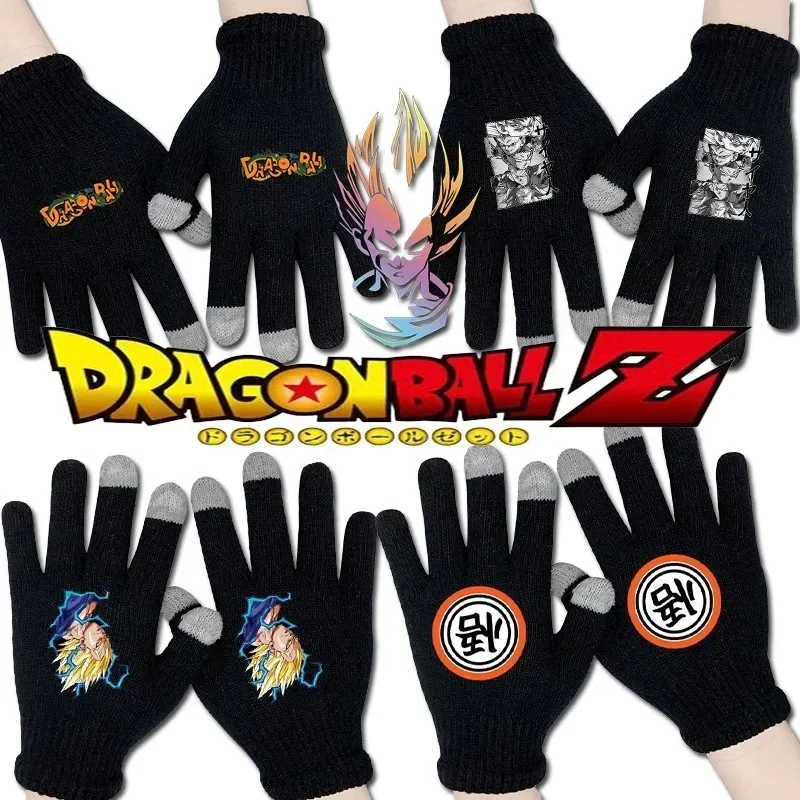 New Dragon Ball Digital Printing Warm Gloves Son Goku Fall and Winter Cold Warm Cartoon Anime Around Knitted Touch Screen Gloves