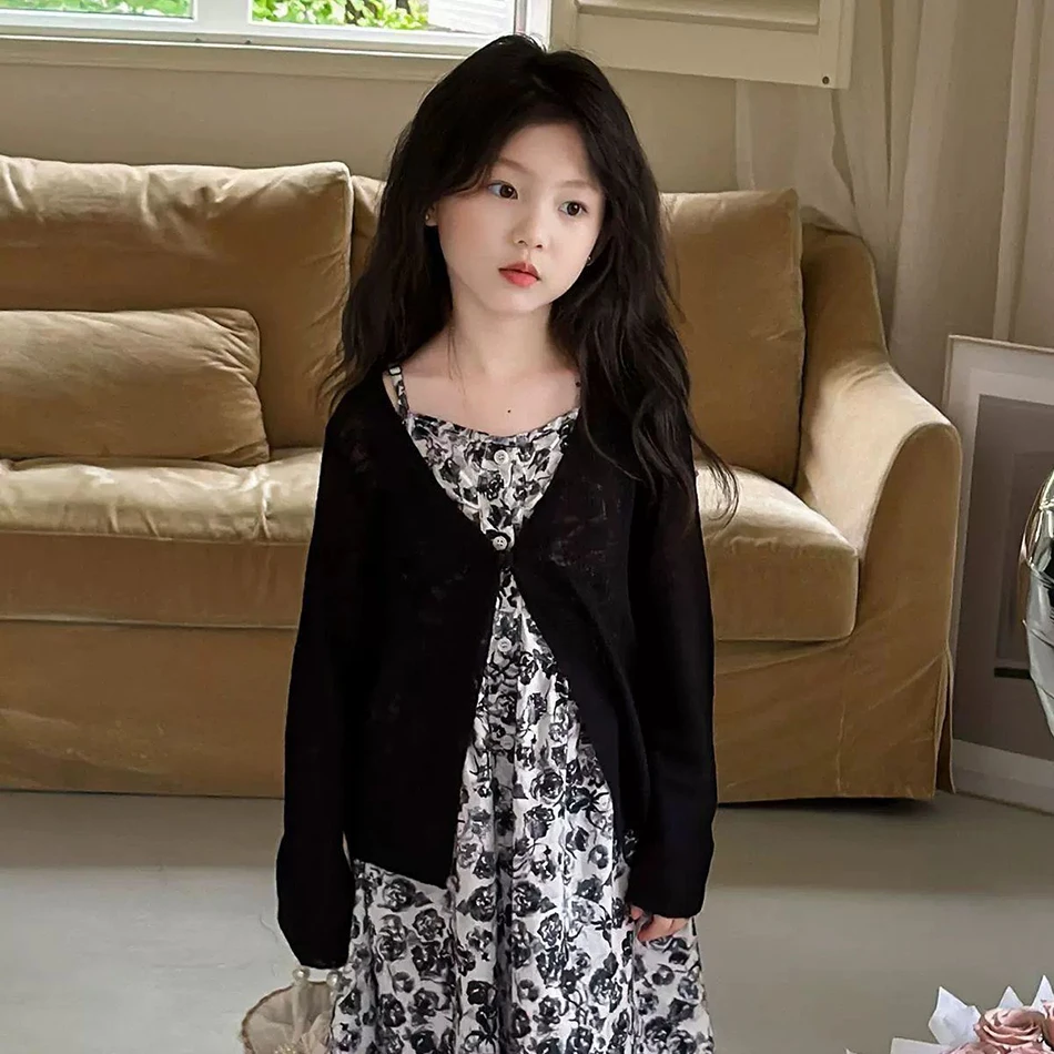 

2025 летний новый детский топ, женская солнцезащитная трикотажная рубашка с длинными рукавами, модная китайская тонкая стильная блузка для девочек, одежда для маленьких детей