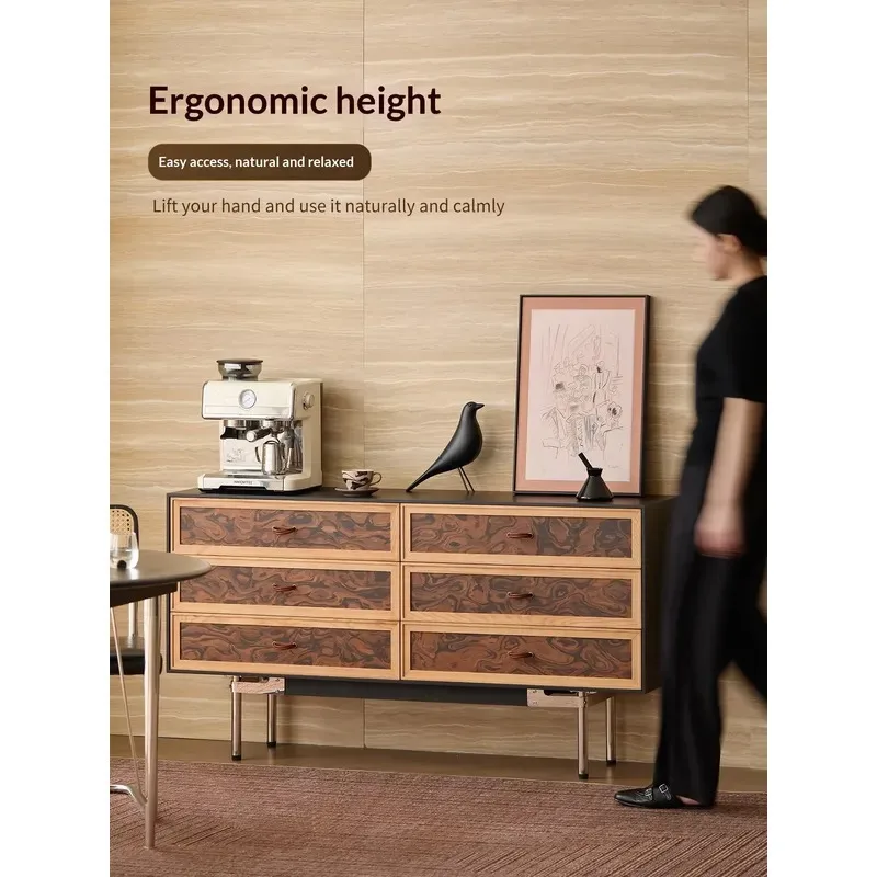 Six drawers against the wall Living room Autumn style Solid wood locker Entrance locker Independent medieval style