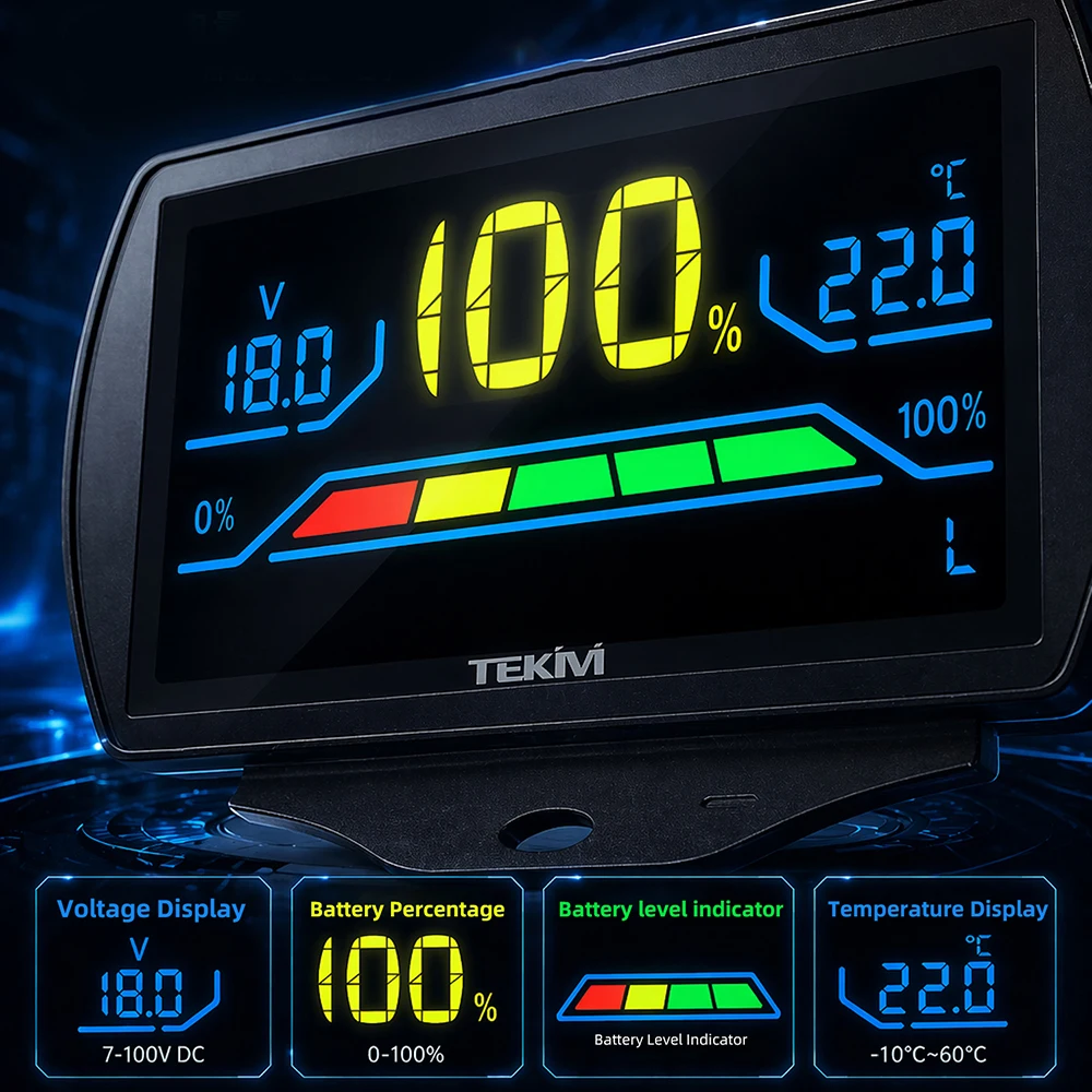DC 7-100V Zweidrahtiger digitaler Spannungs- und Leistungsanzeiger, universelles Leistungsmessgerät für Säure-/Lithium-/Lithium-Eisenphosphat-Batterien – Detail 1