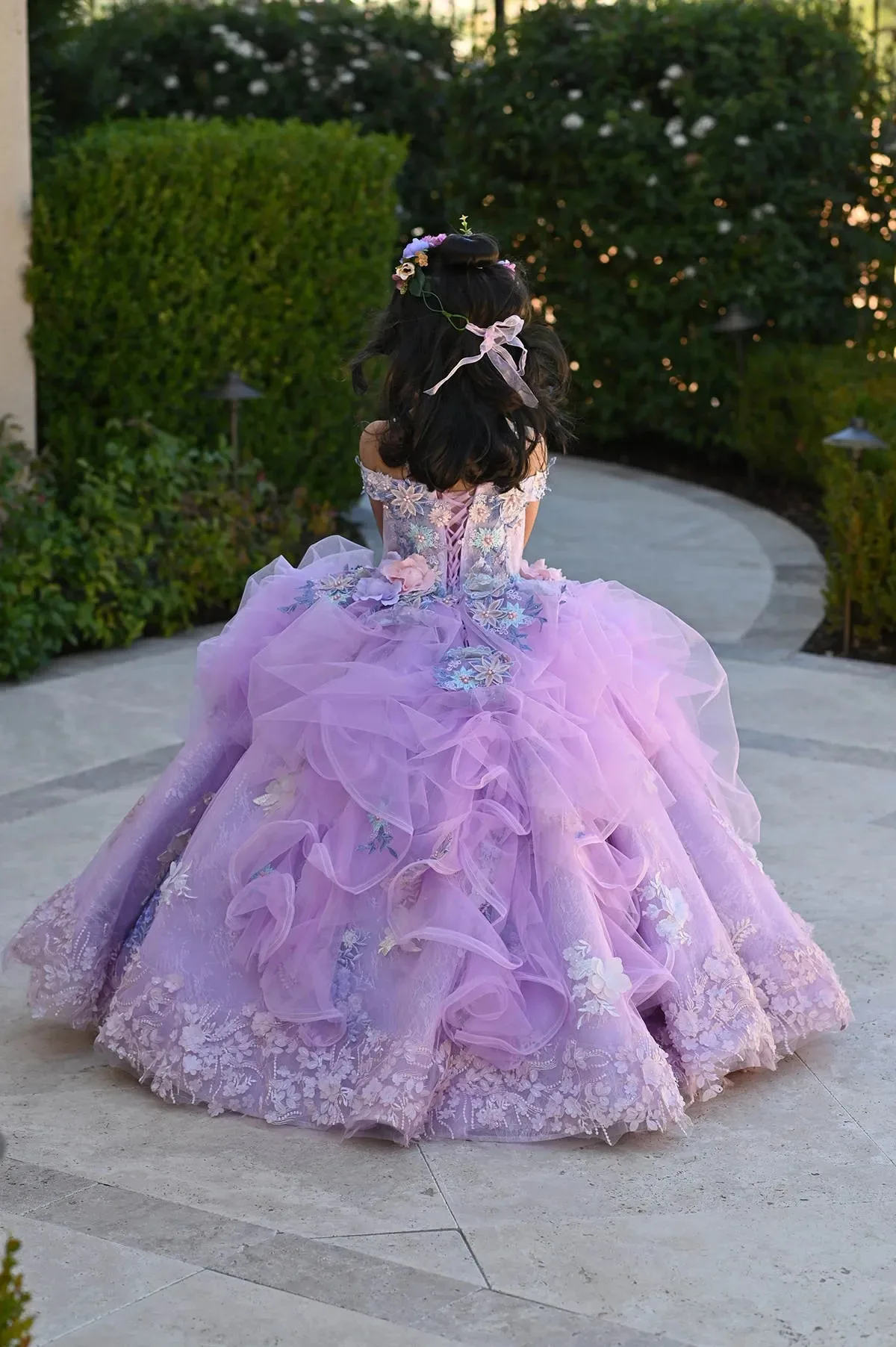 Luxuriöse lila Blumenmädchenkleider für Hochzeit, Blumenspitze, Applikationen, Mädchen, Kindergeburtstag, Erstkommunion, maßgeschneidert