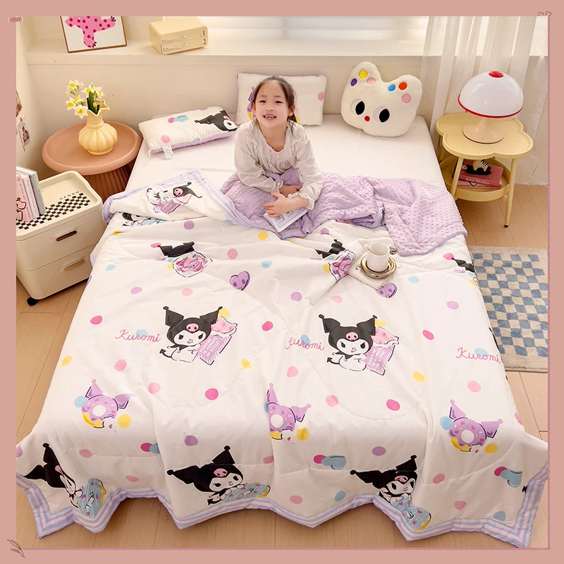 

Sanrio Kuromi Jade Guigou Katie Cat Cute Cartoon Series Pink All Cotton Summer Cool Quilt Summer Cool Nap Cover The Best Gift