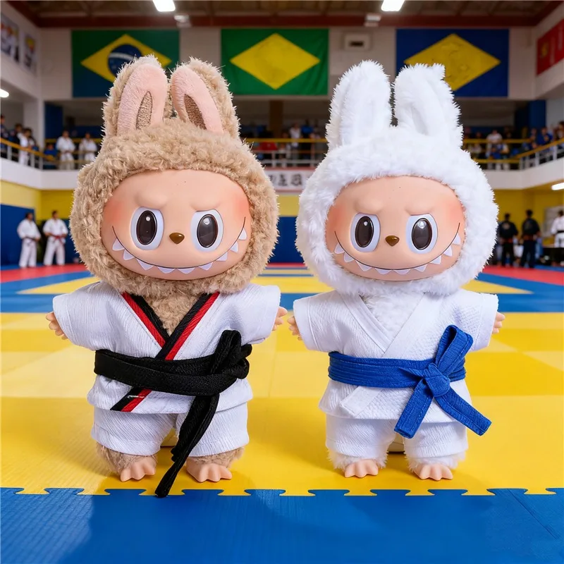

15 17cm For Labubu Doll Sports Taekwondo Uniform Outfit Clothing Karate Brazilian Judo Ropa Leisure Suit Clothes Accessories
