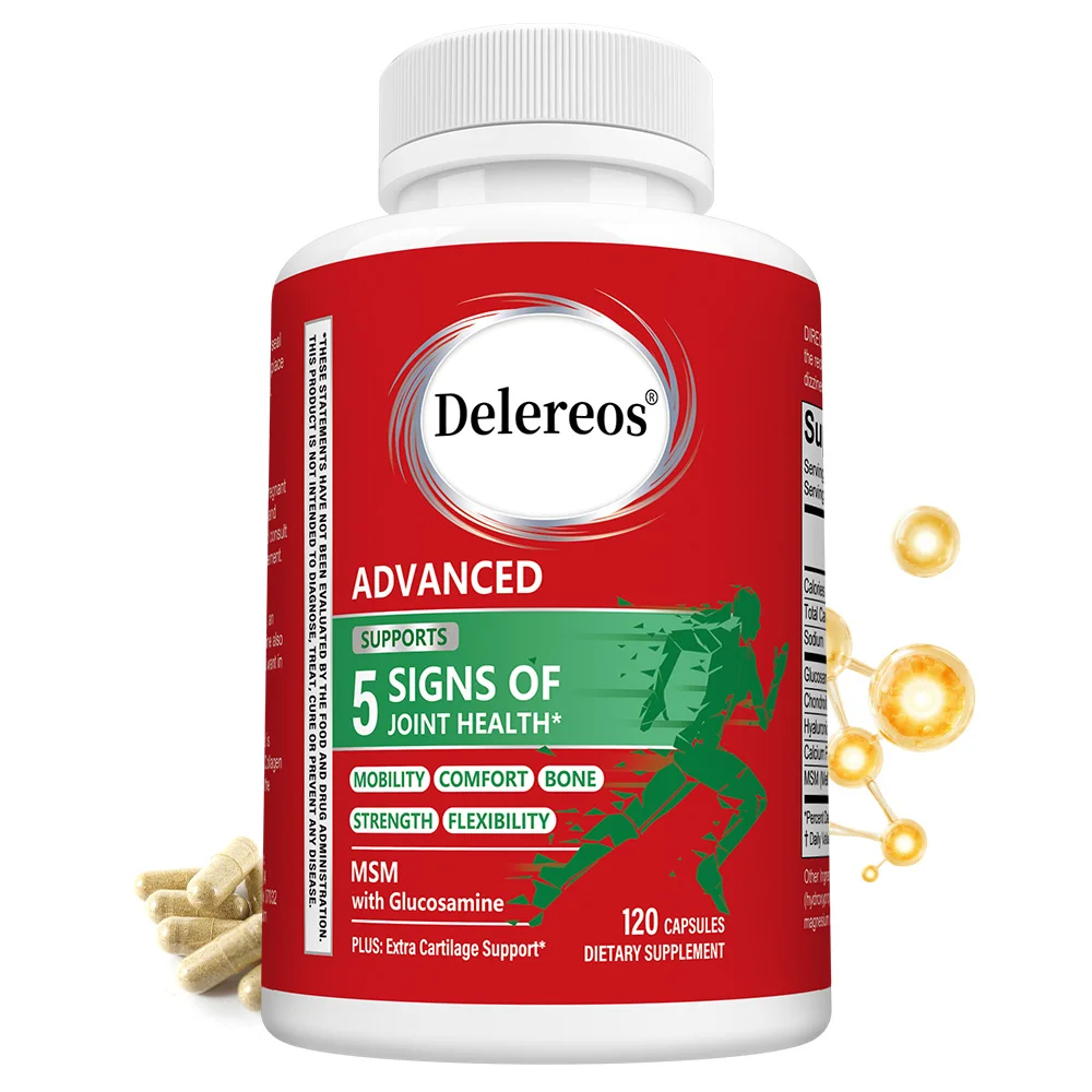 

Капсулы-комплекс 5 в 1 с глюкозамином, хондроитином, МСМ и гиалуроновой кислотой для поддержки костей и суставов, при болях в мышцах и нервах