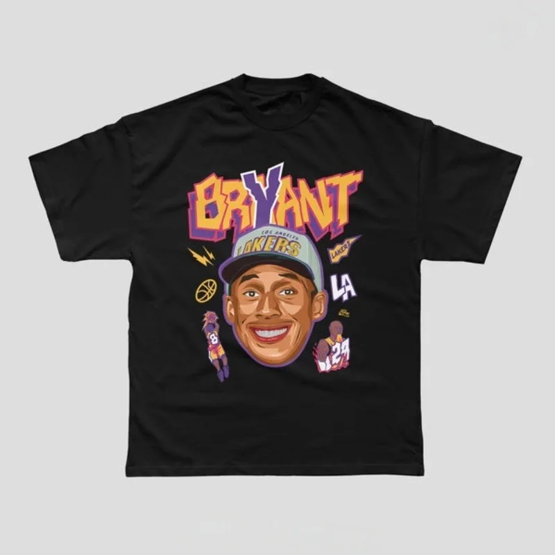 Summer Hot Selling Basketball Star Bryant Patterned Cotton Short Sleeved T-shirt, Adult Children's Plus Size Casual Sportswear