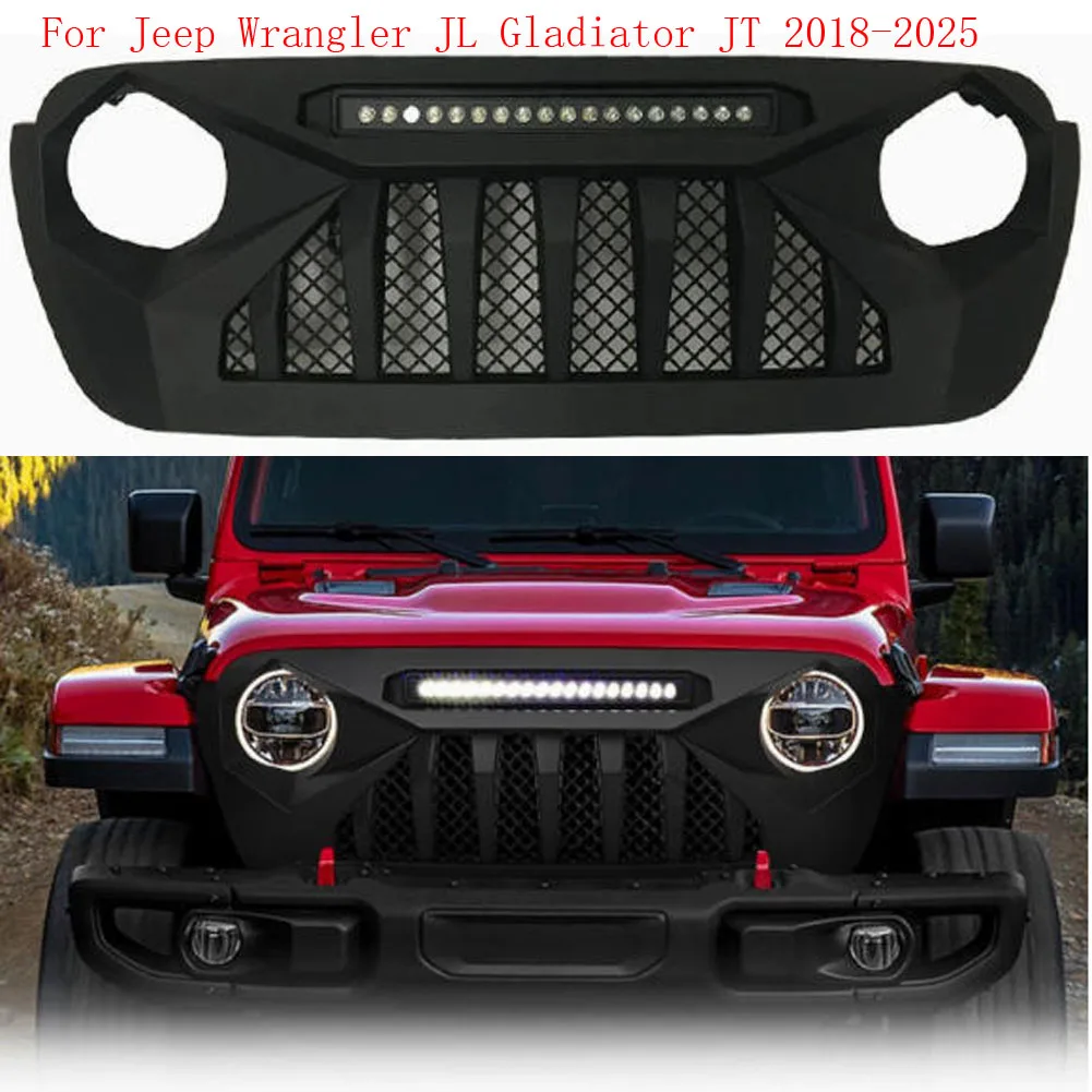 

Внедорожные аксессуары для экстерьера: передняя решетка Demon с LED-подсветкой и сетчатыми гоночными решетками для Jeep Wrangler JL и Gladiator JT 2018-2025 годов