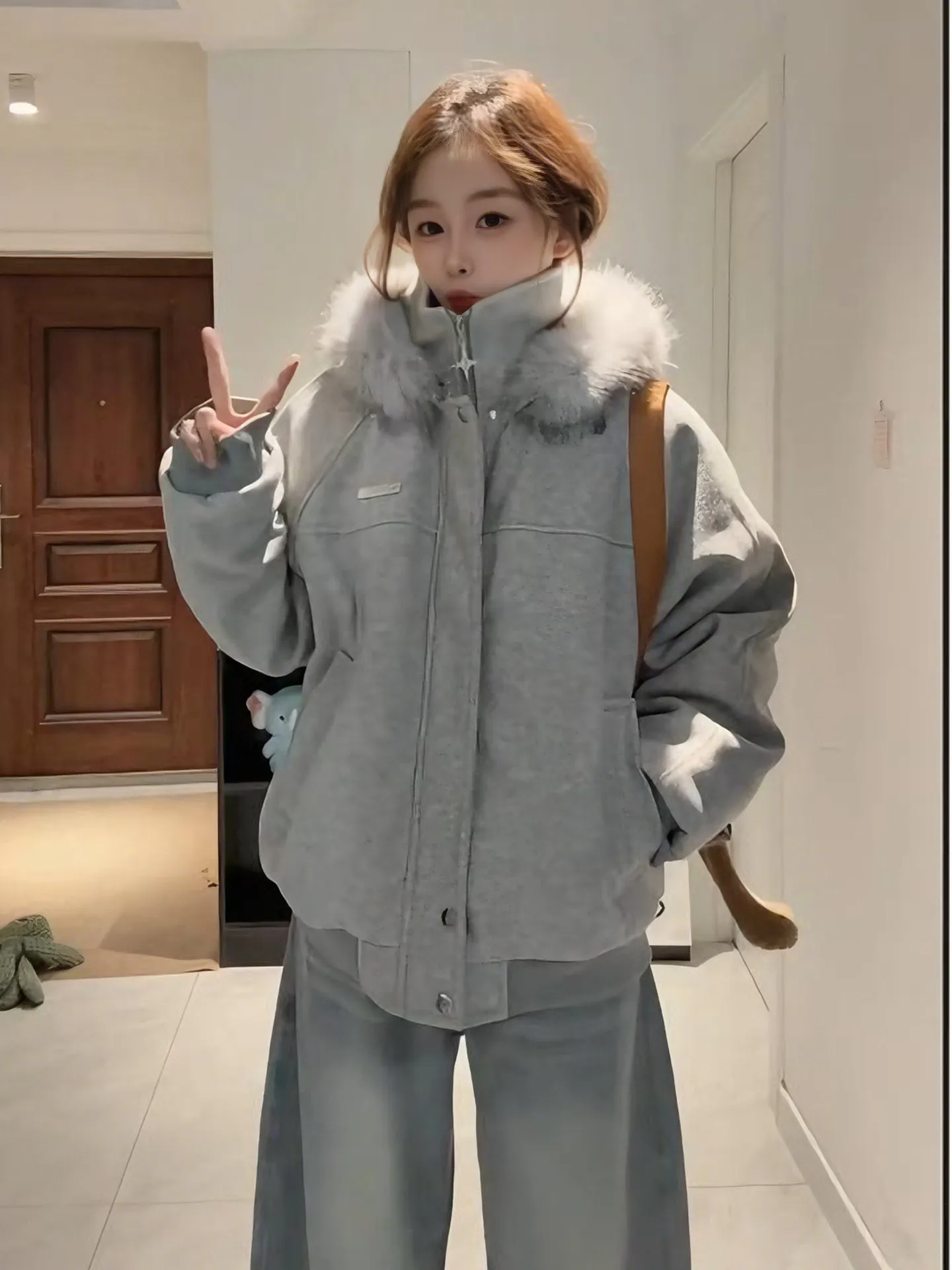 

Korean Style Casual Thickened Winter Coat Women's Cotton Woolen Jacket Winter Warm Outerwear Female Fashionable Coat