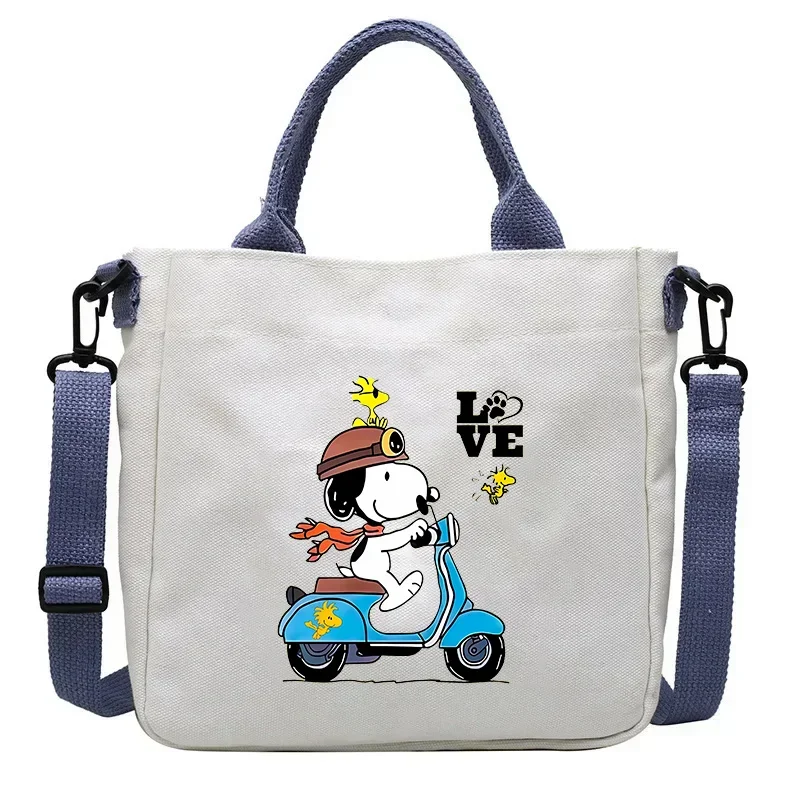 Snoopys Cartoon Canvas Tas Kinderen Crossbody Tassen Schoolboekentas Studentbenodigdheden Lichtgewicht Draagbare Kawaii Schouder Handtas