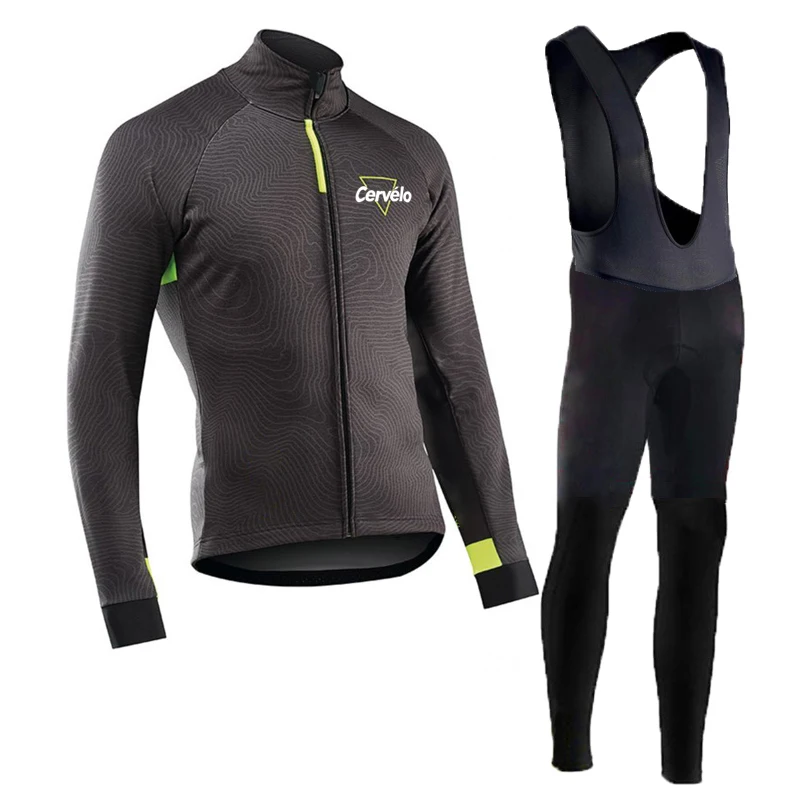 Cervélo Men Summer Cycling Outfit Long Sleeve Lightweight Road Bicycle Jersey Breathable Quick Dry Bib Shorts Racing Clothing