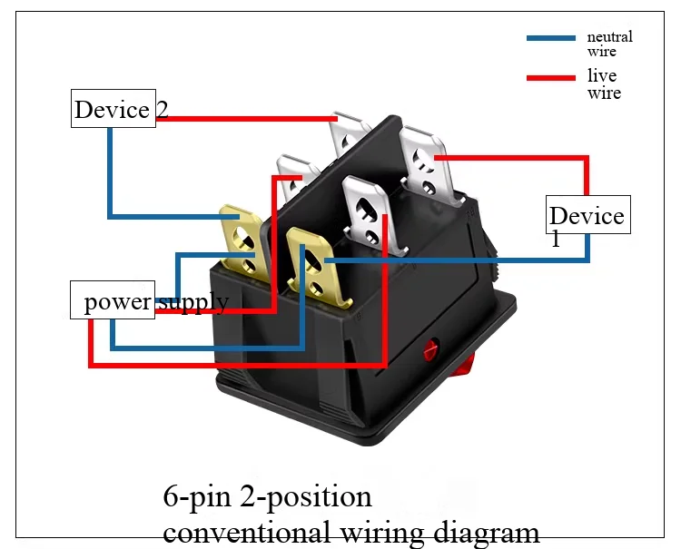 KCD4 Wippschalter 16A250V Power-Reset-Taste mit 4 oder 6 Pins, 2- oder 3-Positionen, in verschiedenen Farben erhältlich, mit oder ohne Beleuchtung – Detail 8