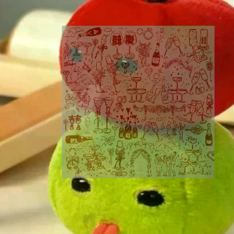 Abstract Green  Plush Doll Keychain Backpack Pendant Creative Funny Fruit Keyring Accessories Friends New Year Gift