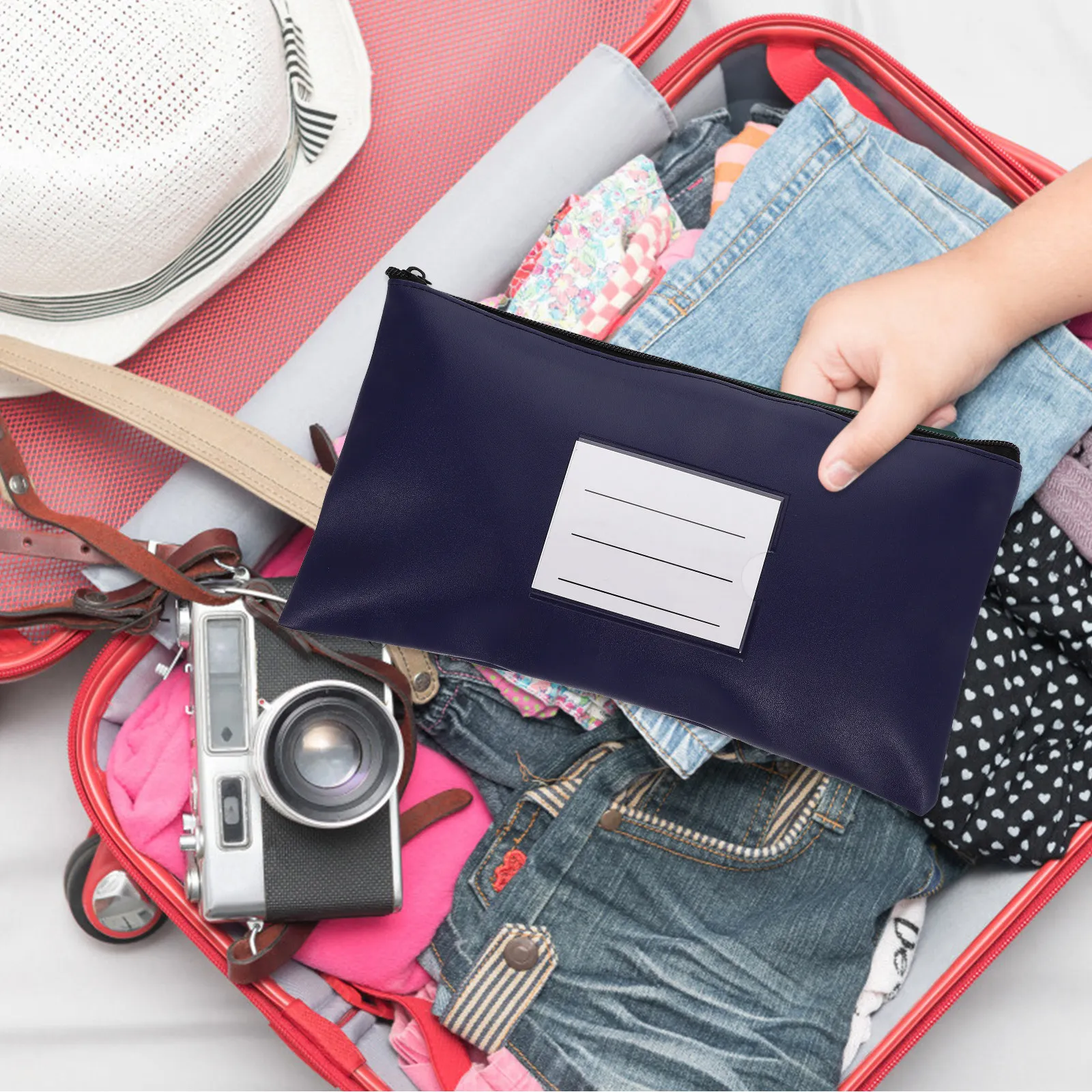 

Кошелек для денег из ПУ, органайзер для квитанций, портативная сумка для хранения купюр, функциональный чехол на молнии из алюминиевого сплава для путешествий