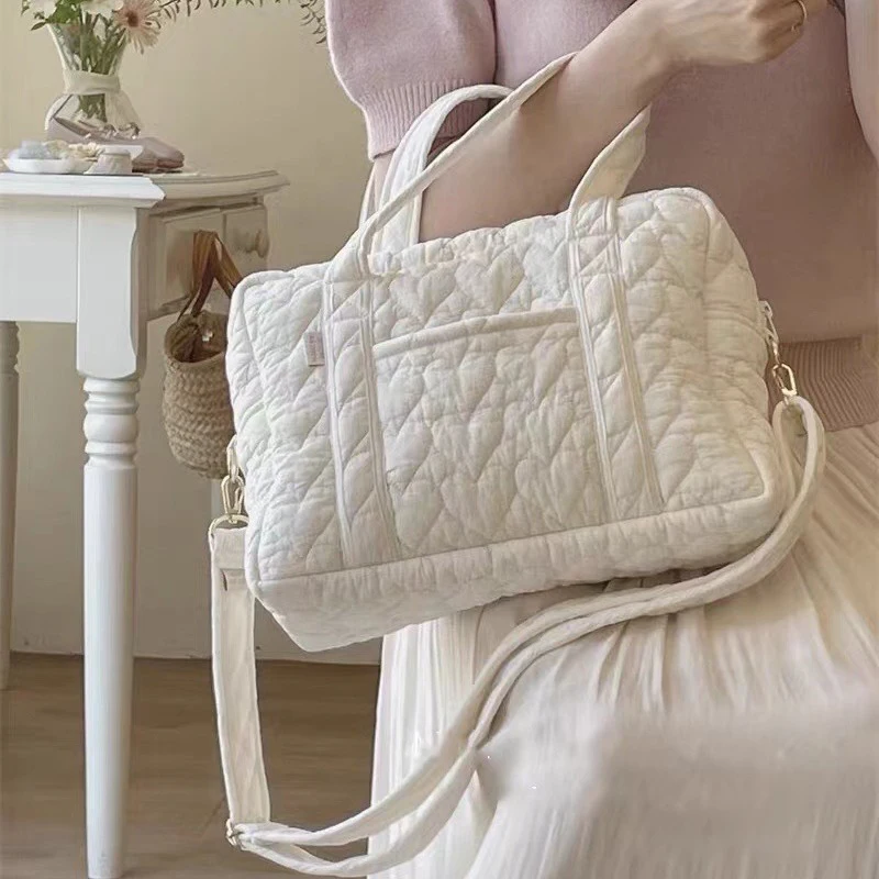 LILIGIRL New Korean Mom Bag Storage Bag Cotton Quilted Large Capacity Mommy Bag Multi-functional Handbag Lightweight Diagonal