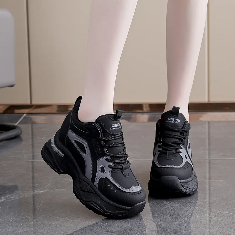 Women's New Inner Height-enhancing Casual Shoes Women Thick Sole Versatile Shoes Autumn New Outdoor Jogging Sports Comfort Shoes