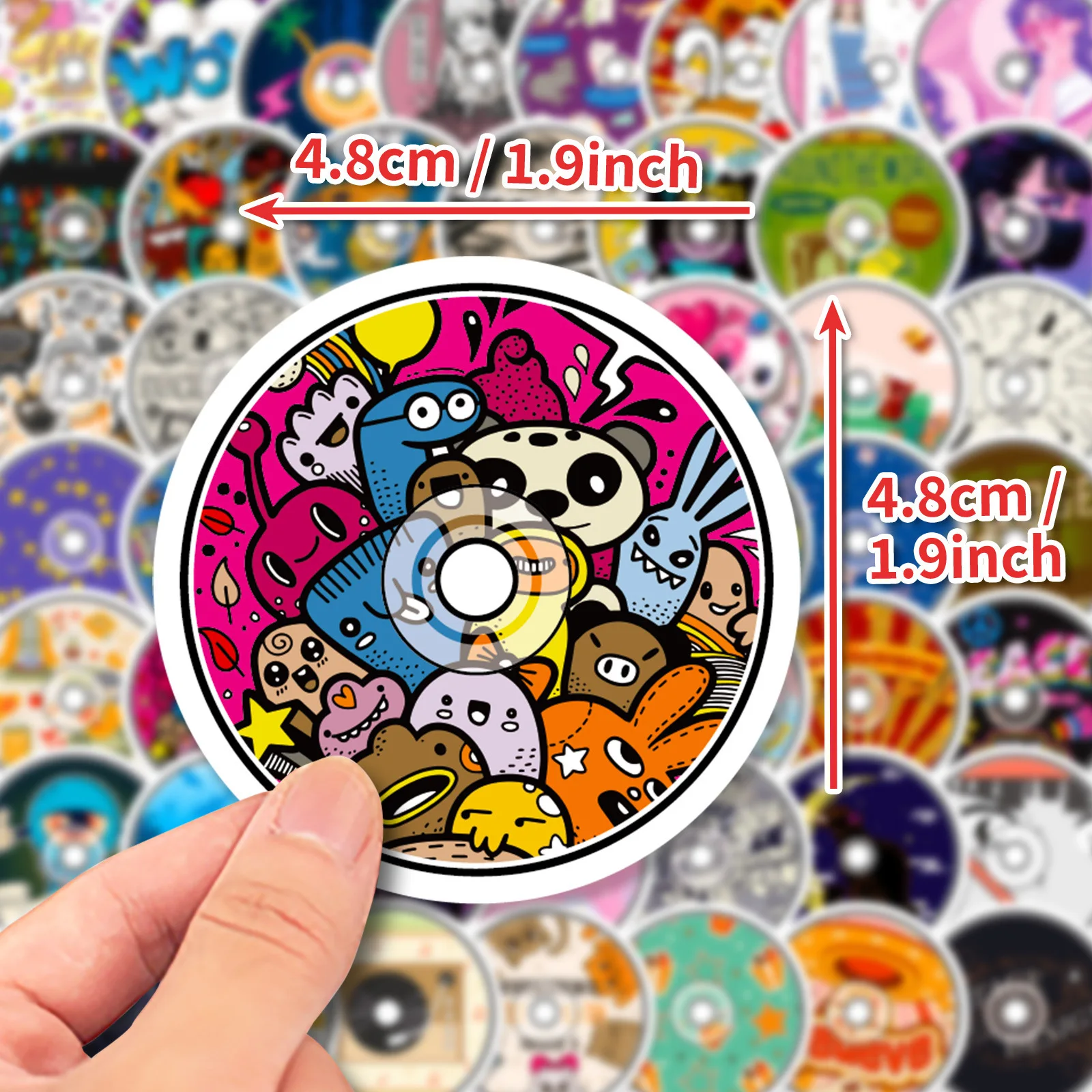 10/50PCS Optical Disk Cartoon Stickers Music Originality Sticker DIY Diary Scrapbook Laptop Phone Guitar Car Bike Graffiti Gifts