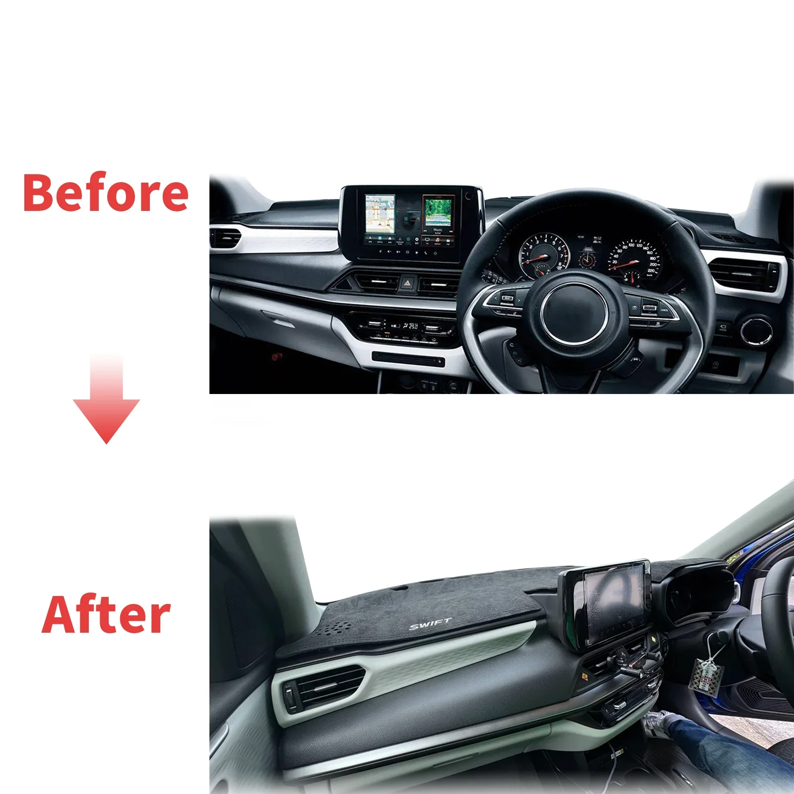 

fit for Suzuki Swift 2024-2026 white logo Dashmat Dashboard Cover Pad DashMat Sunshade Protective Carpet Car Accessories