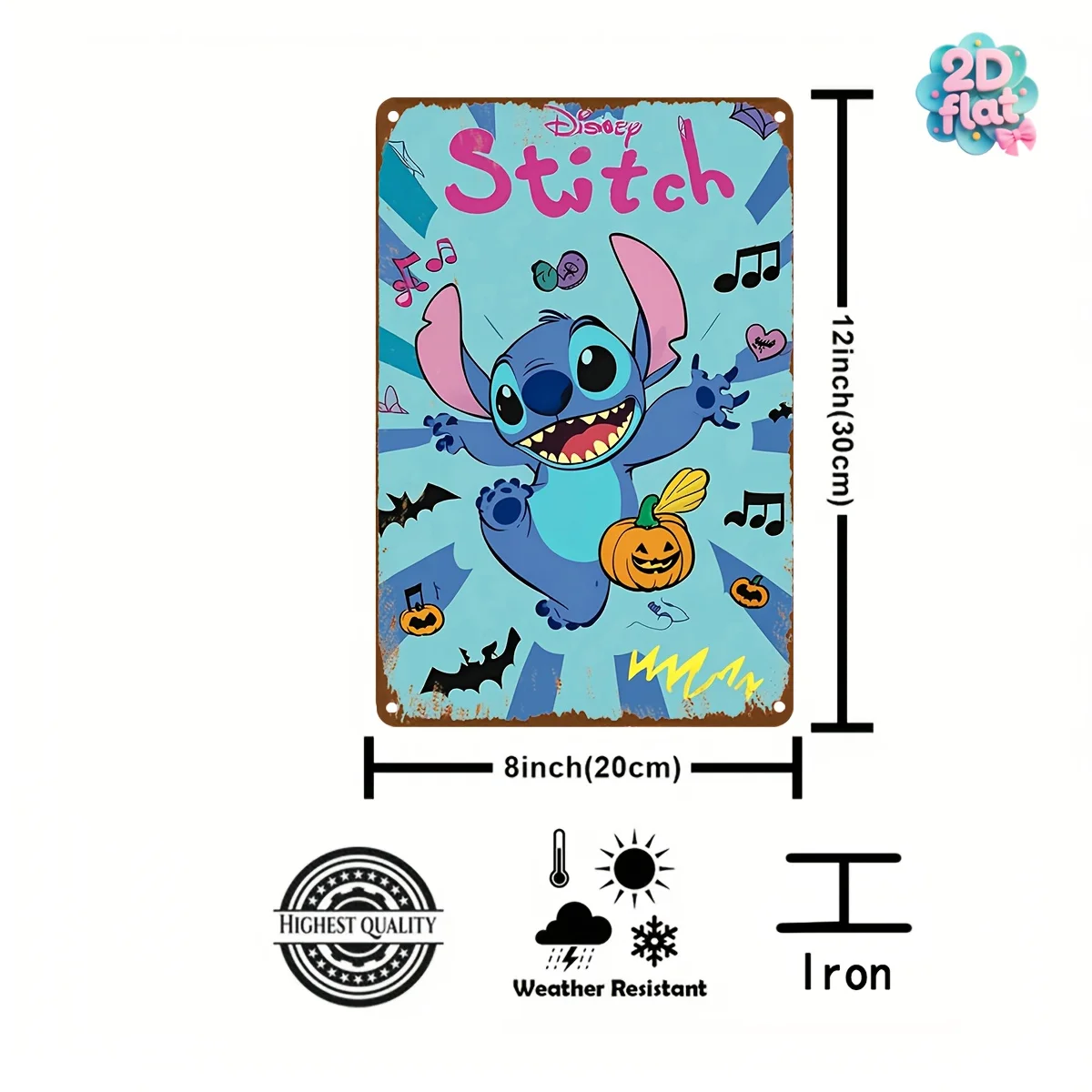 لوحة فنية جدارية معدنية مسطحة ثنائية الأبعاد، قطعة واحدة - لافتة زخرفية حديدية مرخصة رسميًا، مقاس 8 × 12 بوصة، تصميم كرتوني نابض بالحياة مع Mus #3