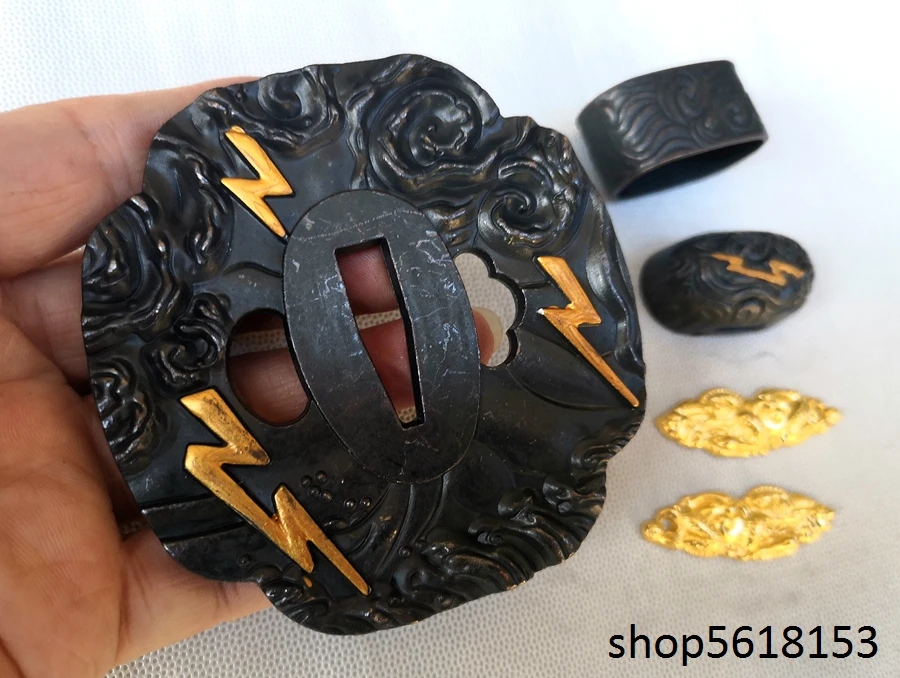 Alloy Dark Clouds Lightning  tsuba fuchi Menuki for Japanese sword katana wakizashi tanto