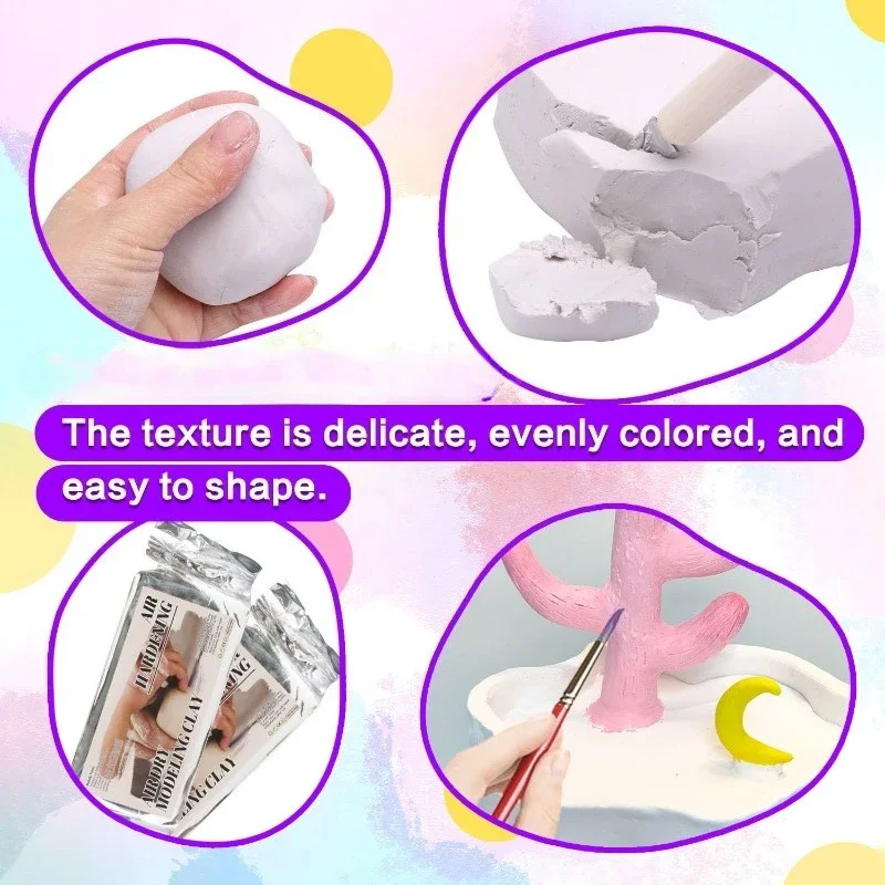 Lufttrocknende Modelliermasse Schmuck-Aufbewahrungstablett DIY-Set, Kreatives Lernspielzeug für Kinder ab 8 Jahren, Handgemachtes Bastelgeschenk