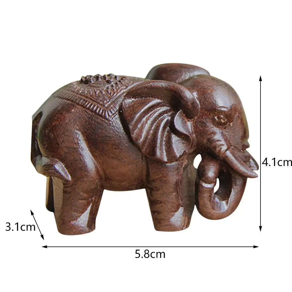 Mini Elephant Figurines Craft Carved Natural Wooden Mineral Crystal Mini Animals Statue For Decor Chakra Healing