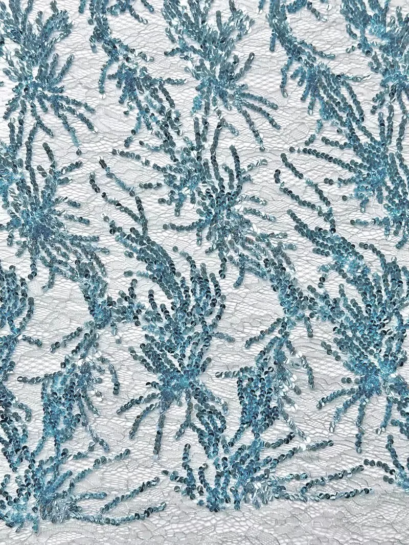 

5yard Exquisite sequin embroidery tela High quality gauze fabric Dress cheongsam Clothing designer fabric for sewing