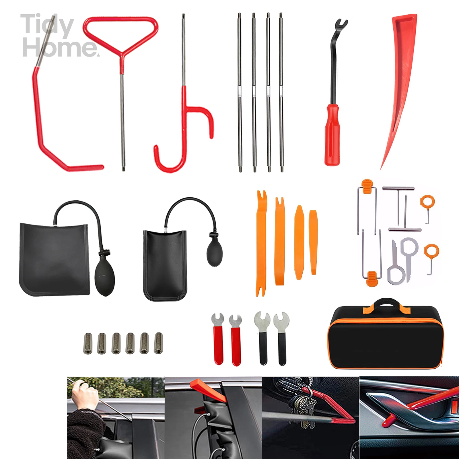 

Car emergency kit with triangle yellow rocker Emergency tool,Car decoration removal tool,Adjustable&flexible long distance tool