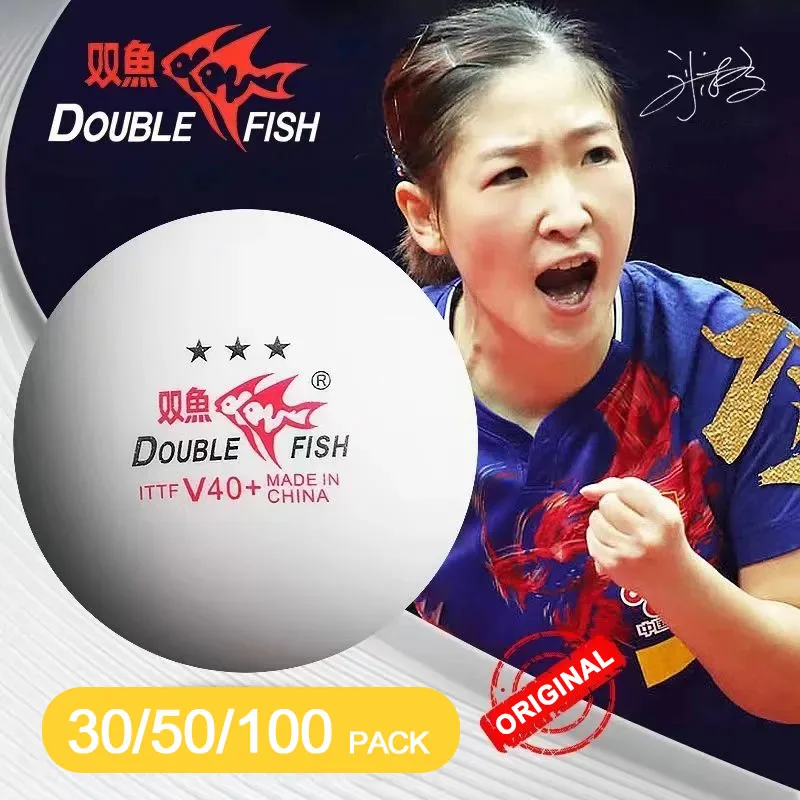 Echte DUBBELE VIS V40 + 3 Ster 30 Stuks Pingpongbal Gefelst ABS Nieuw Materiaal Tafeltennisballen ITTF Standaard Pingpongballen