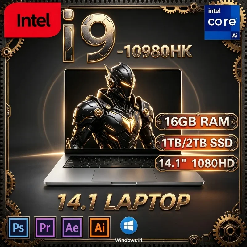 Hot 2026 Office Gaming New Notebook 14.1 Inch Intel I9‑10980HK 16GB 32GB 2TB SSD Windows 11 Pro