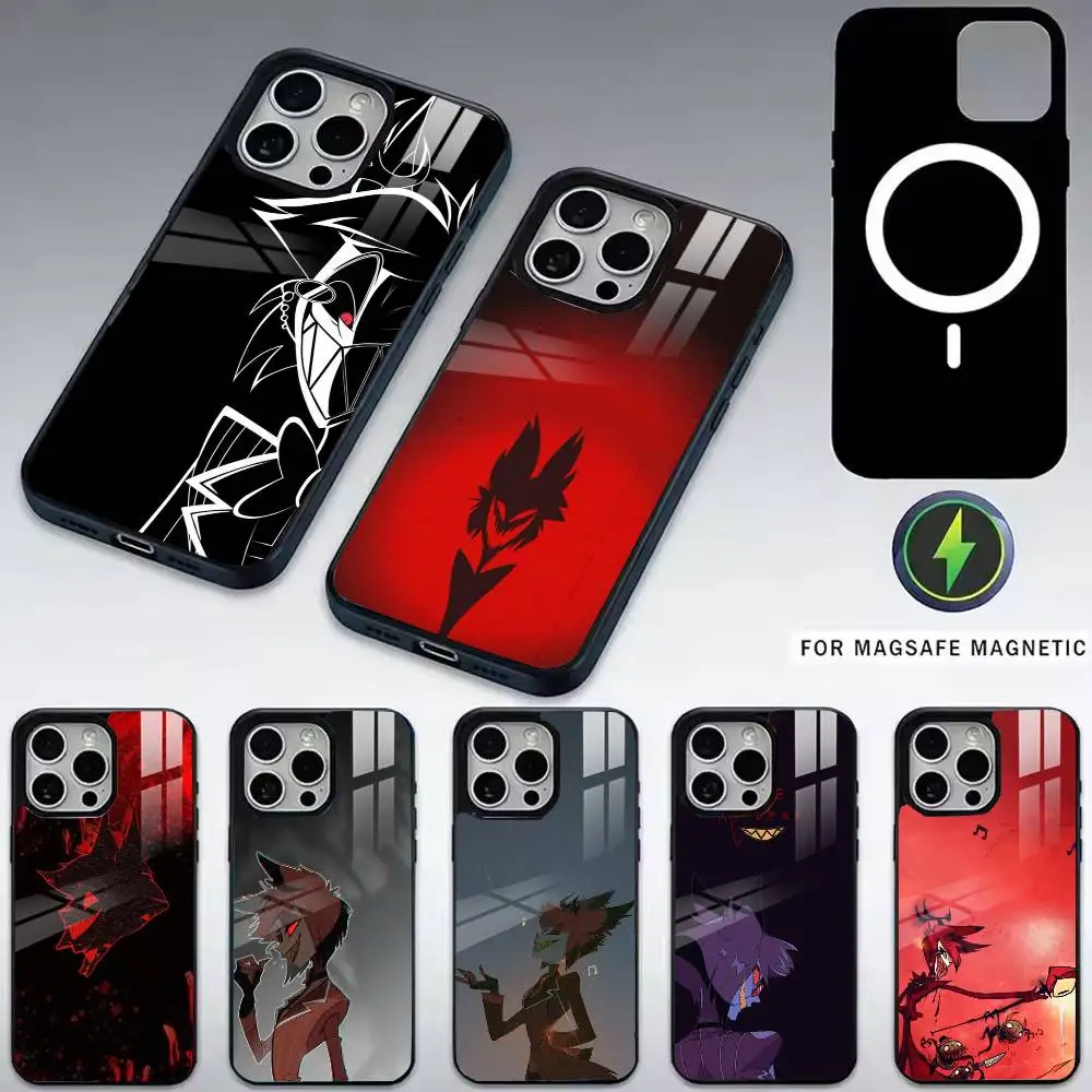 

A-Alastor Hazbin H-Hotel Phone Case For iPhone17,16,15,14,13,12,11 Plus,Pro Magnetic For Magsafe Wireless Charging