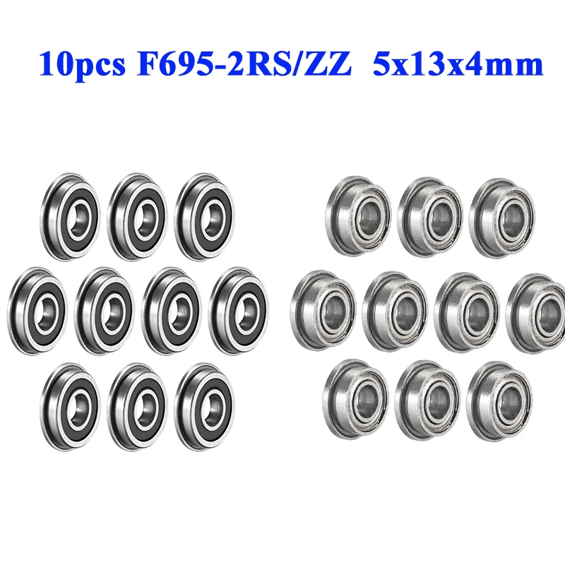 

10pcs F695 2RS F695ZZ Bearing 5*13*4mm ABEC-7 Flanged Miniature 5x13x4 Ball Bearings F695RS For VORON Mobius 2 / 3 3D Printer