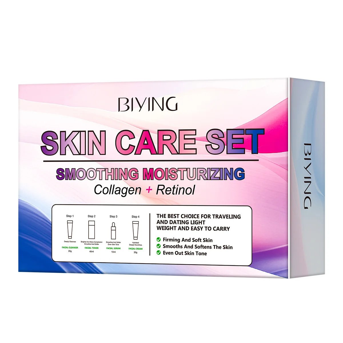 Collagen Retinol Anti-Wrinkle Firming Set Travel Skin Care Product Set Anti-aging Light Pattern Moisturizing Brighten skin tone