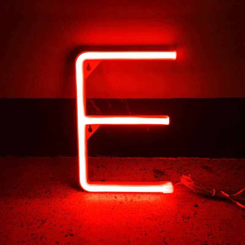 Luce al Neon con lettera rossa, cartello con nome fai da te, festa di nozze, numero di alfabeto decorativo, lampada da notte a LED per pubblicità