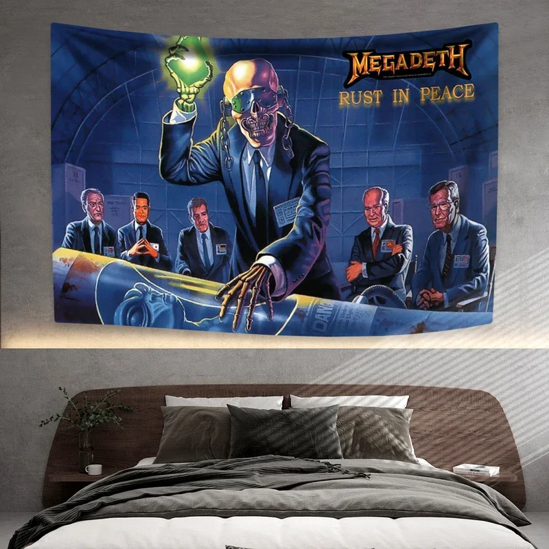 Thrash Metal Rock Band Tapestry Megadeths Home Decor Wall Hanging Bedroom Dormitory Background Cloth Concert Banner # 0@