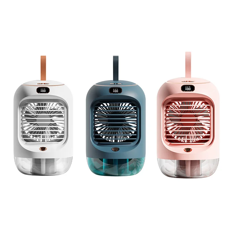 

Hot Cold Water Machine Rotating Humidification Cold Fan Mini Desktop Shaking Head Fan USB Charging Night Light Fan