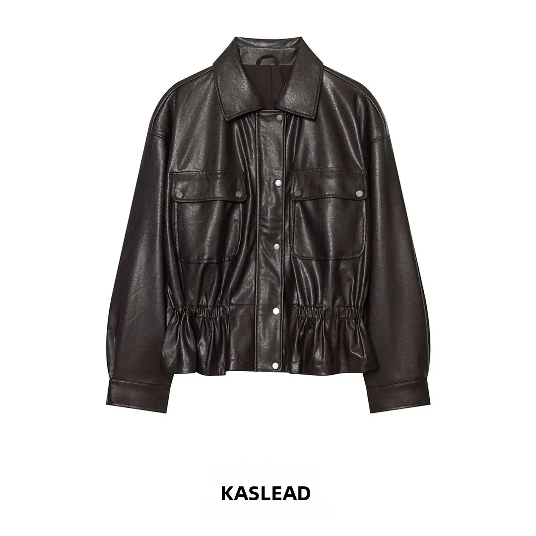 KASLEAD New Women's Fashion Versatile Design Skirt Style Hem Jacket Long Sleeve Polyester Fiber Regular Length Autumn Coat