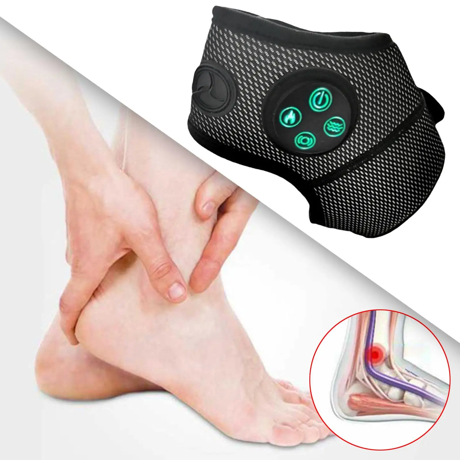 

Foot Ankle Massager 3 Gears Rechargeable Muscle Relaxation Air Compression Foot and Leg Ankle Wrap for Sports Home Yoga Travel