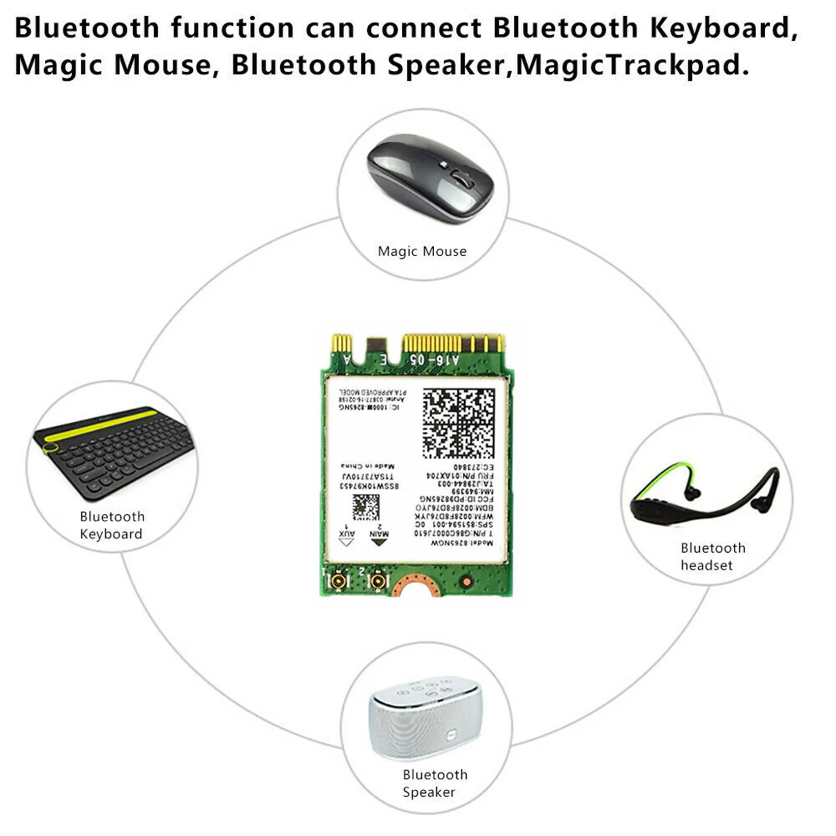 AC8265 WiFi Card+6DB Antenna Network Adapter for Jetson Nano 300Mbps+867Mbps 2.4GHz 5GHz Dual Band NGFF BT4.2 Module