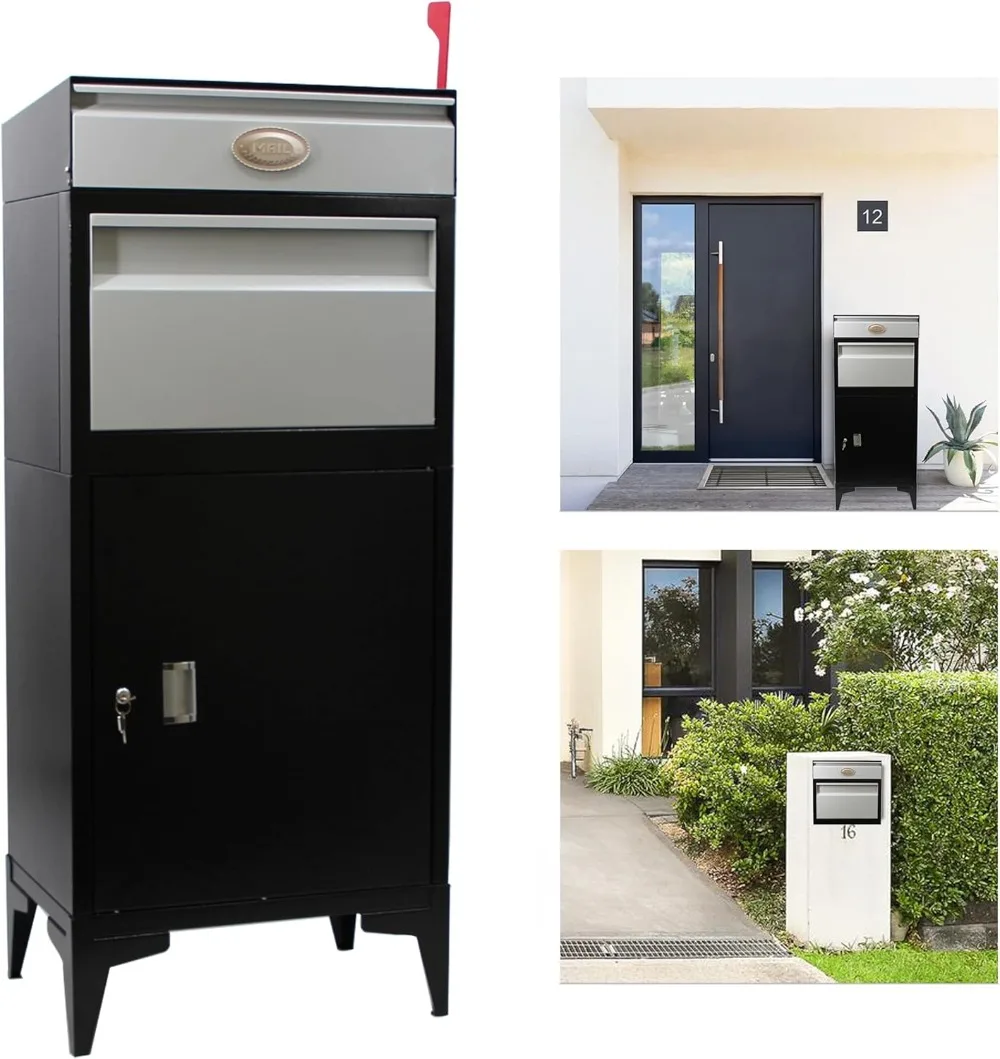 Large Package Delivery Boxes for Outside, Extra Large Mailbox for Parcel, Alloy Steel Post Mailbox, Wall Mounted Lockable