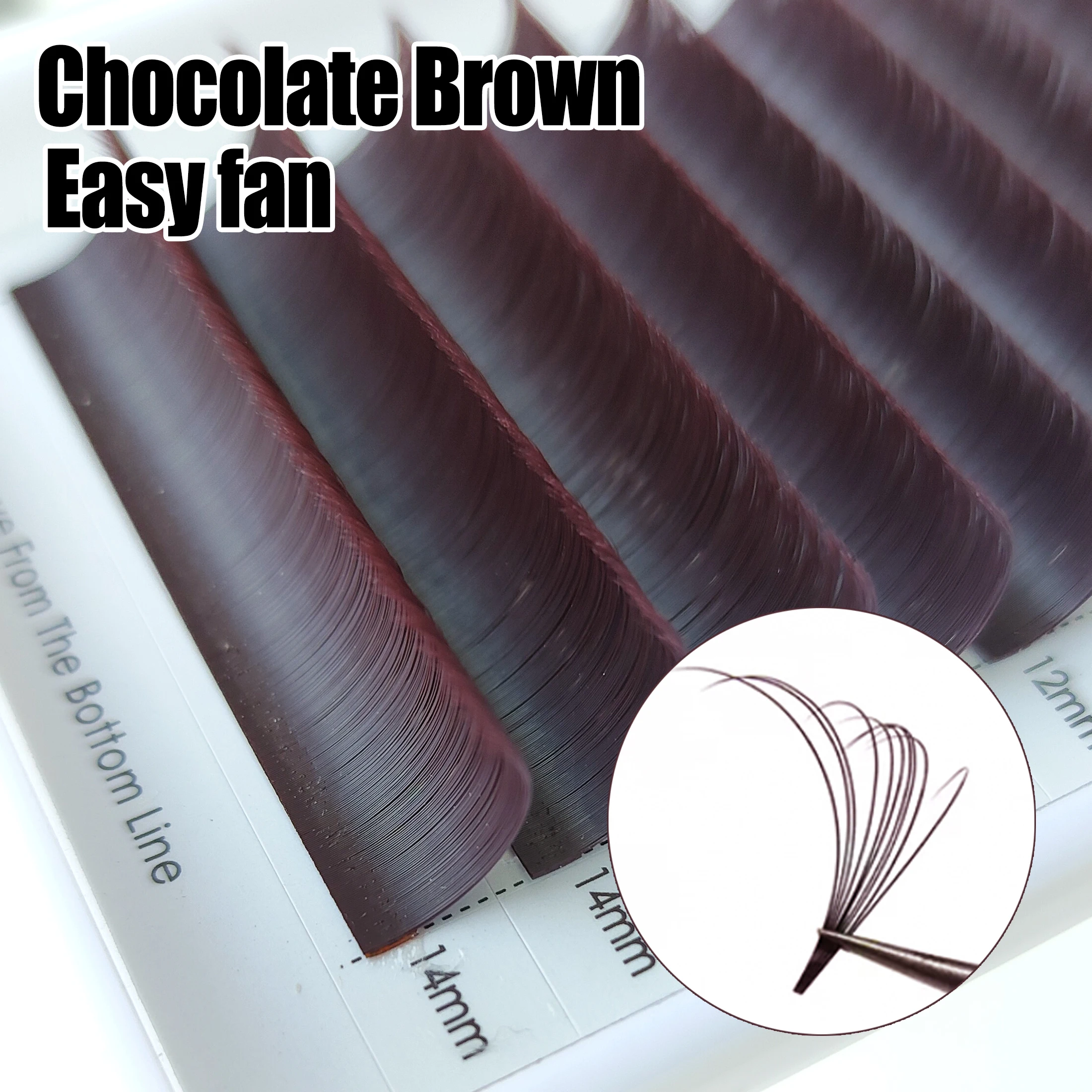 CoMango Brown Easy Fan Lashes Extensions Chocolate Colored Eyelashes Auto Fanning Blooming Eyelash Volume Fans Cilios pestañas