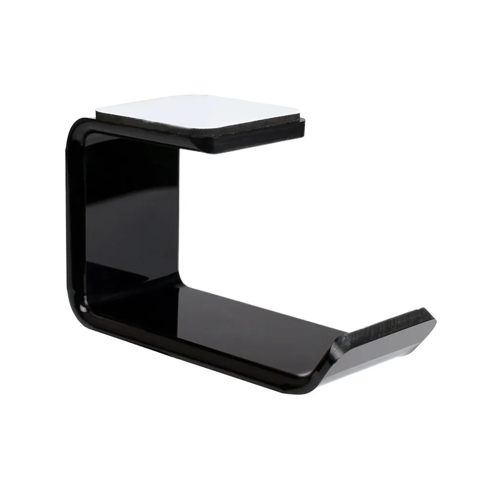 Black Premium Metal PU Headphone Hook Earphone Hanger Under Desk Mount Stable Storage Rack Headset Holder for Home Office