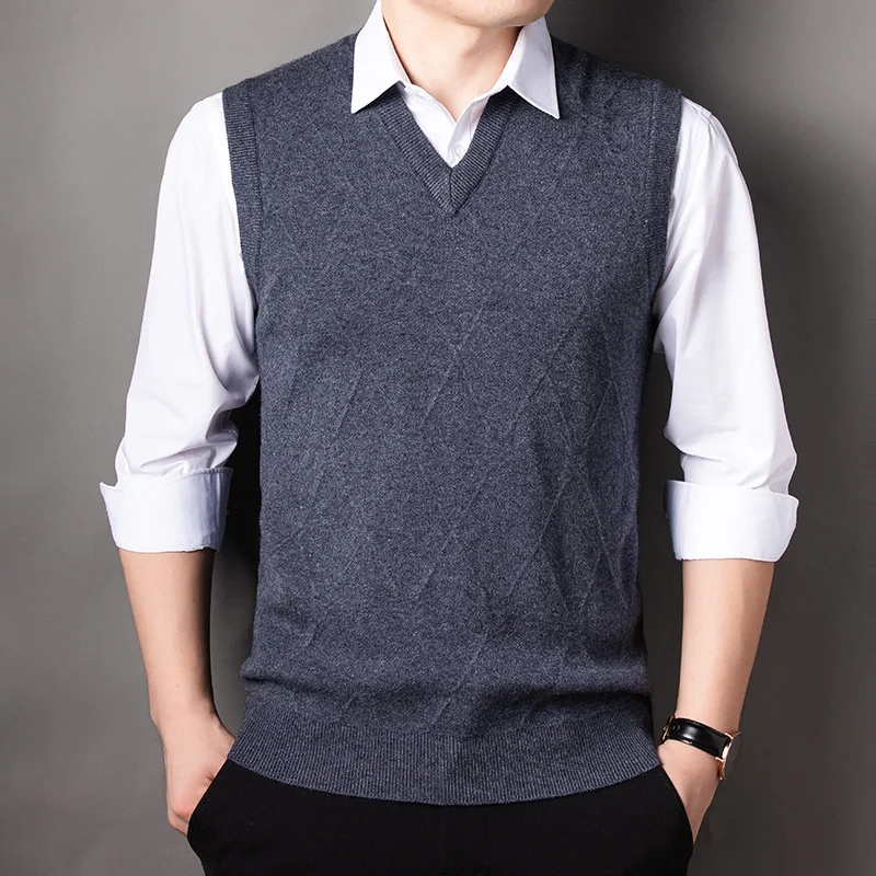 

2023 New Arrivals Men's Knitted Sweater Sleeveles Vest Men Business Casual Classic Rgyle Brand Clothing