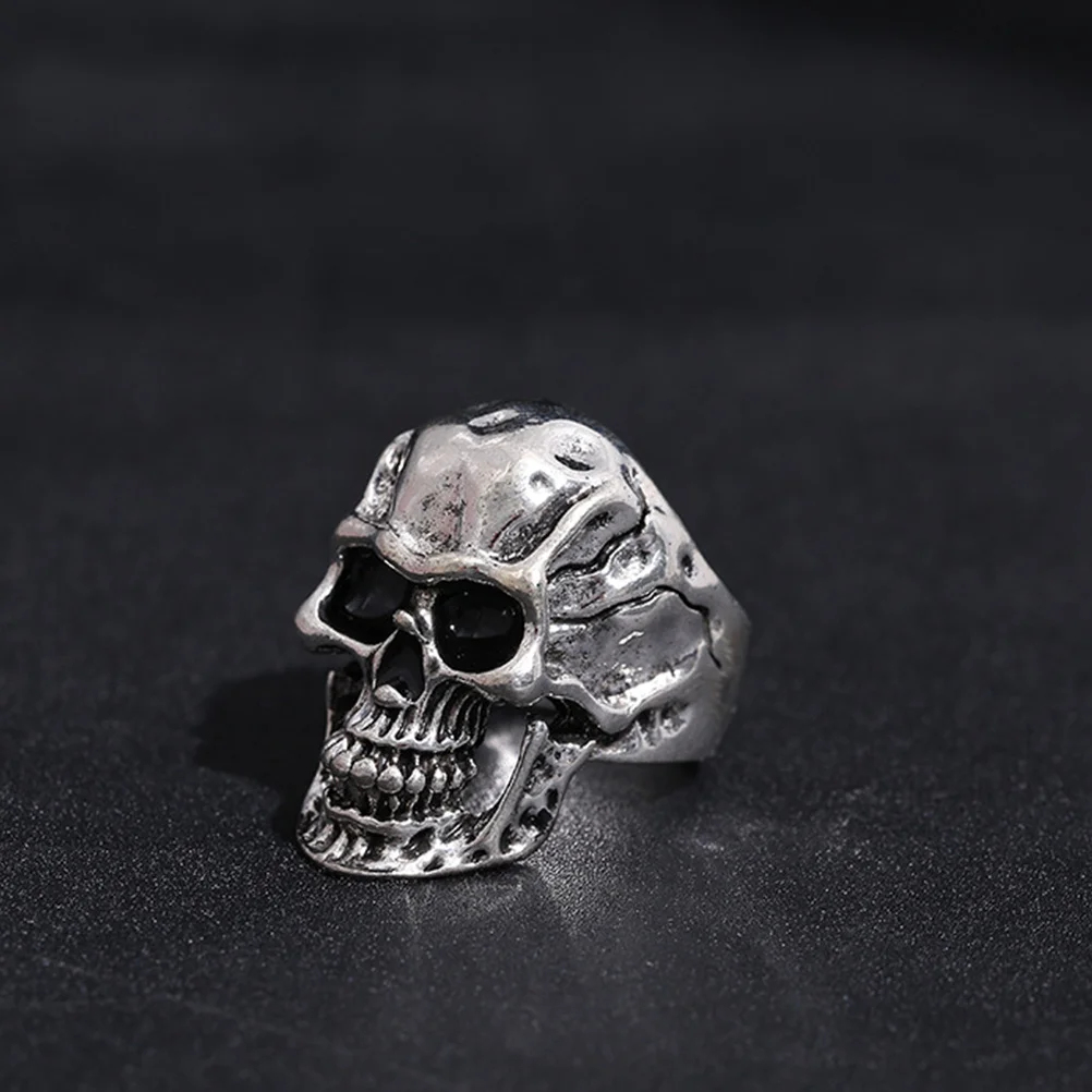

Vintage Skull Ring Premium Alloy Funny Halloween Ring Skull Jewelry Accessories Retro Carved Crack Design