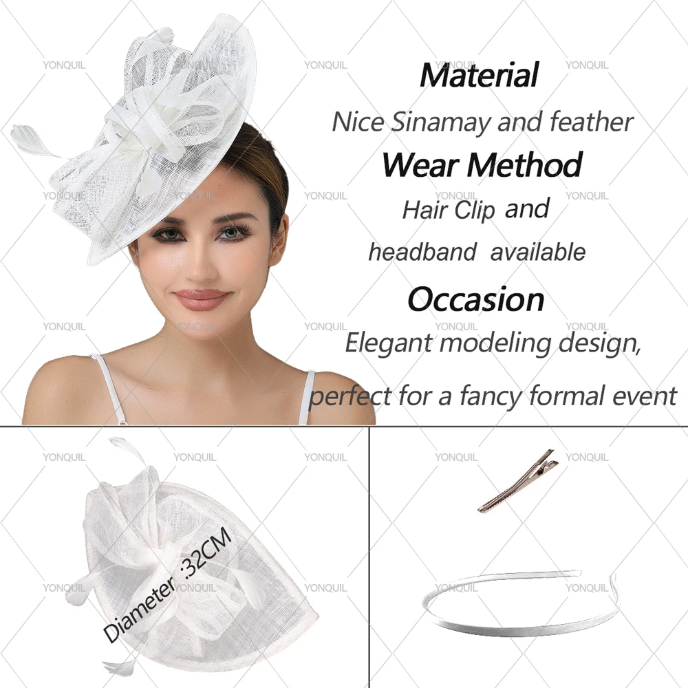 32*21cm 高品質シナメイ製 レディース ビッグダービーファシネーター ヘアアクセサリー ウェディングパーティー スタイリッシュ ヘッドバンド ヘッドウェア ヘッドピース