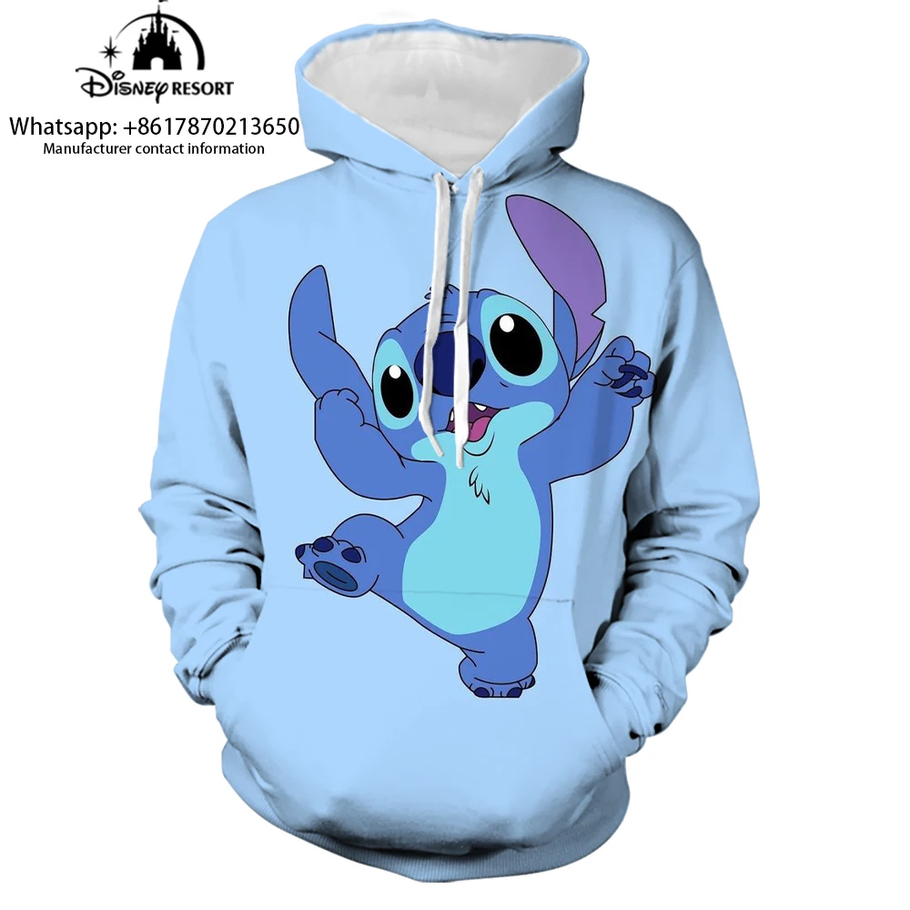 2024 Fashion Unisex Spring New 3D Printed Kids Hoodie Cartoon Lilo and Stitch Women\'s Tops Street Style Casual Hoodie y2k