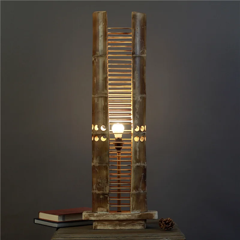 Professional handmade log craft floor lamp pastoral warm homestay hotel decorative lamps