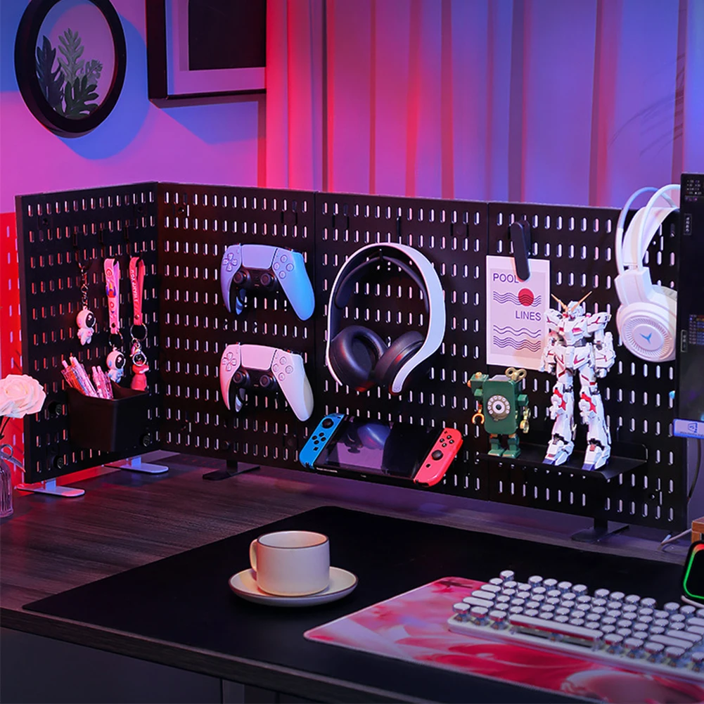 Pegboard Wall Panel Wall-Mounted Peg Board Storage Rack for Study Room Living Room Gaming Room