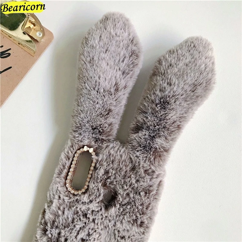 Fur Plush Phone Case For Huawei Mate 9 10 20 30 40 Lite Nova 3 3i 3e 5T 6 7 SE Pro Plus 7i 5G Furry Rabbit Bunny Soft Back Cover