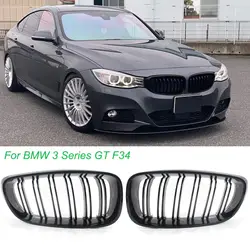 Pair Gloss Black Double Slat Kidney Grille Front Bumper Grill For BMW F34 GT 335i 328i 2012-2020 Front Grille Car Accessories