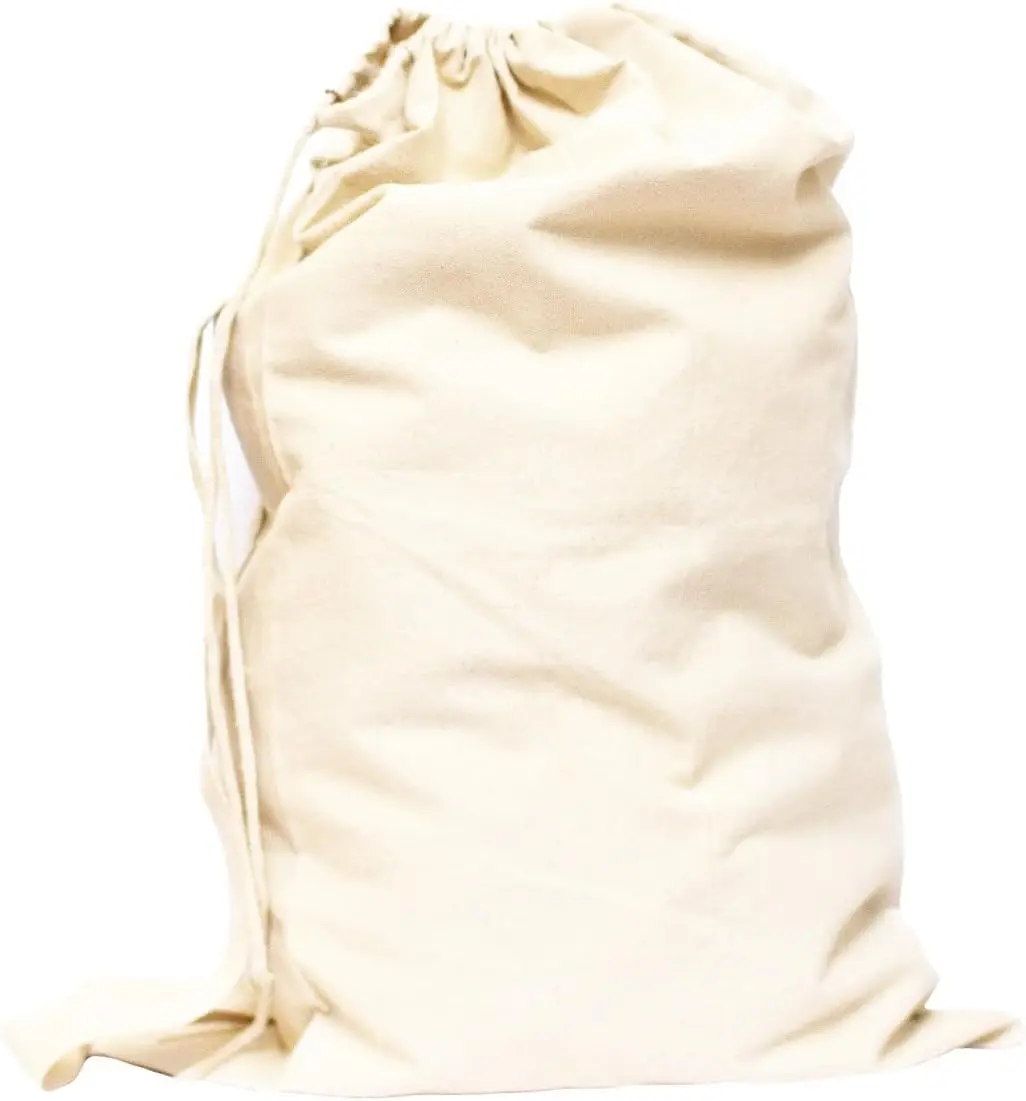 Laundry Bag with Drawstring Closure and Shoulder Straps Heavy Cotton Canvas - Small, Natural, Set of 50